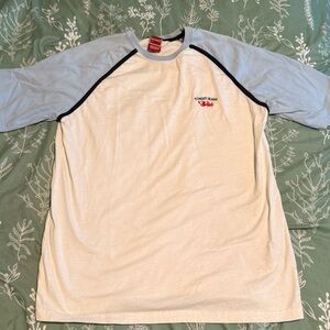 Tommy Hilfiger Men’s Raglan Tee — White with Light Blue Sleeves